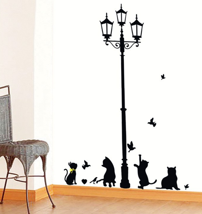 Black Cat Wall Stickers for Kids' Room Decor (Set)